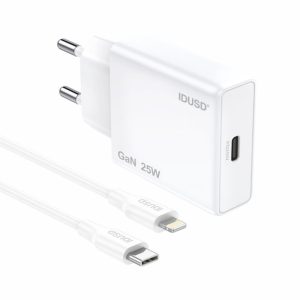 Carregador Gan USB-C PD25W + PD Lightning D265B - Idusd
