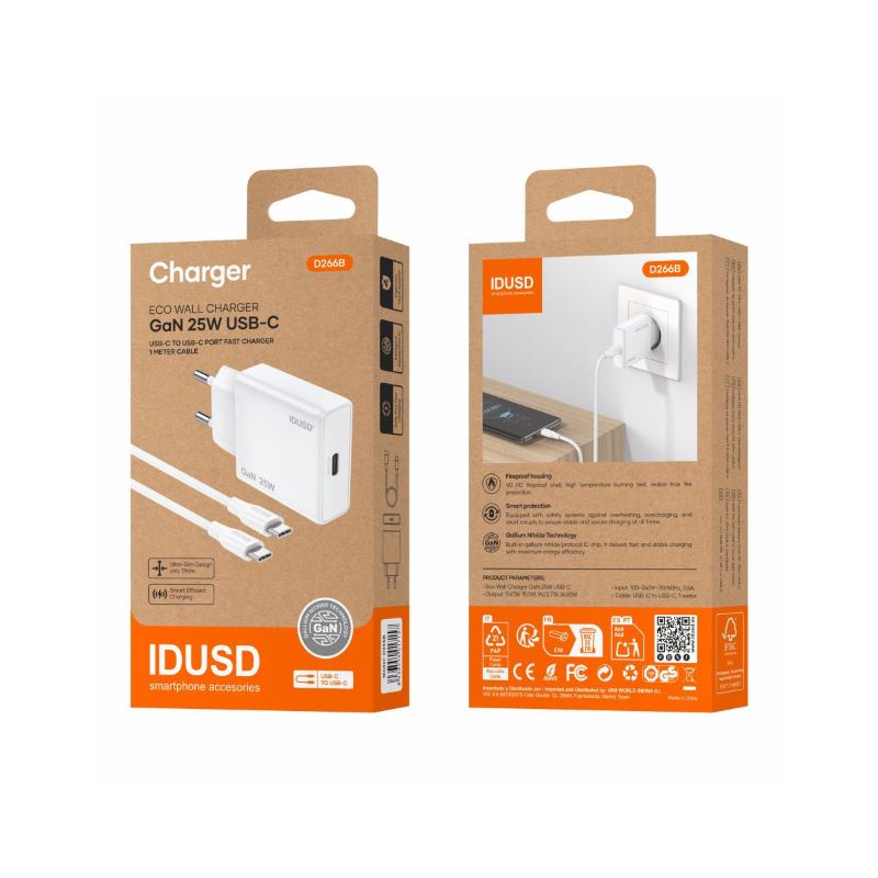 Carregador Gan USB-C PD25W + PD USB-C D266B - Idusd - Image 2