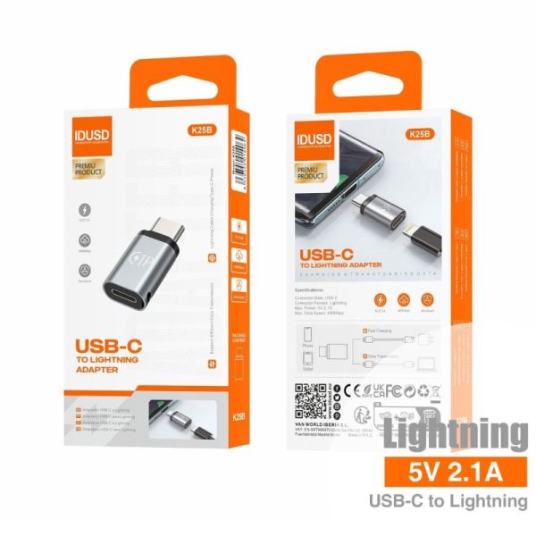 Adaptador Type-C (M) A Lightning (F) K25B – Idusd - Image 2