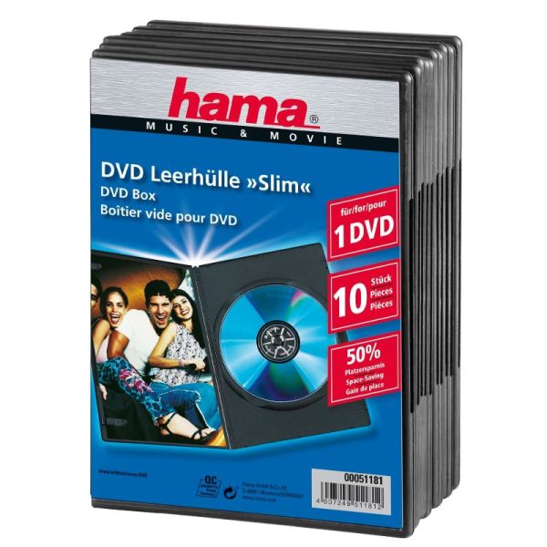 Caixa DVD Hama Slim 7mm Preta Pack-10