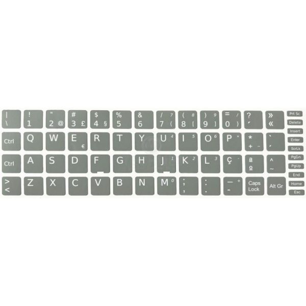 Autocolantes Teclado 13x13 PT Cinza Escuro