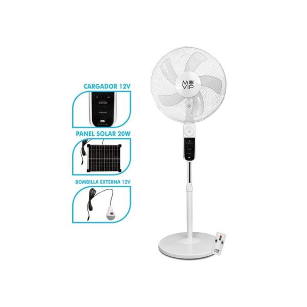 Ventoinha de Pé Solar C/ Comando e Luz LED (Ø40cm) - MUVIP