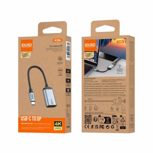 Adaptador USB-C a DisplayPort 60HZ 18cm K35A - Idusd - Image 2