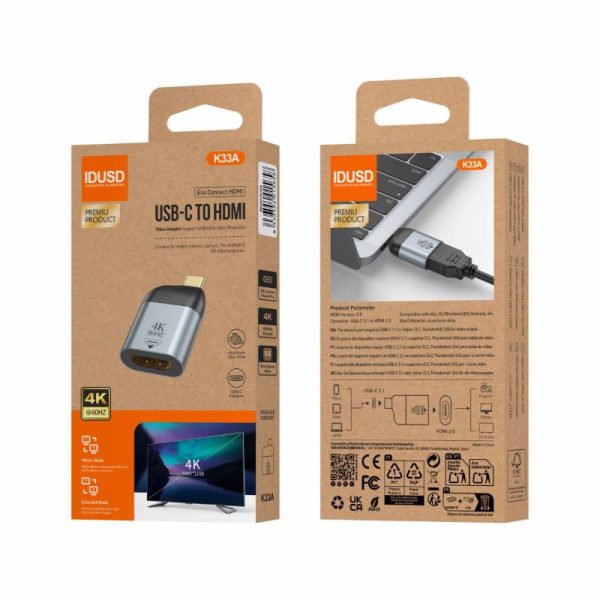 Adaptador USB-C a HDMI 60HZ K33A - Idusd - Image 2