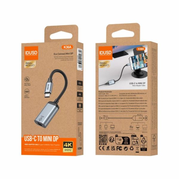 Adaptador USB-C a Mini DisplayPort 60HZ 18cm K36A - Idusd - Image 2