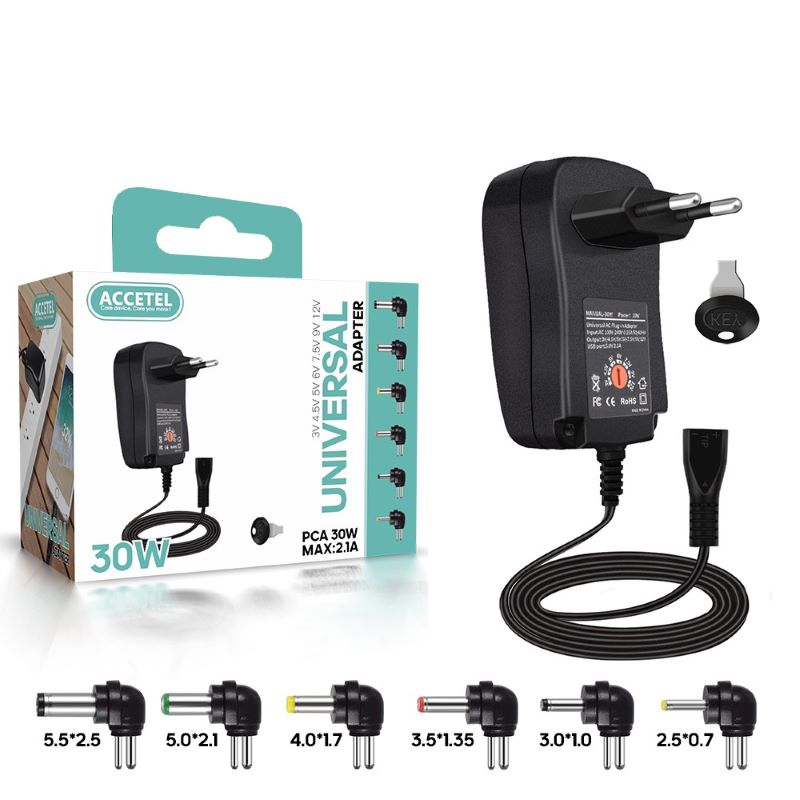 Carregador Universal de 30W 3V-12V Máx. 2.1A