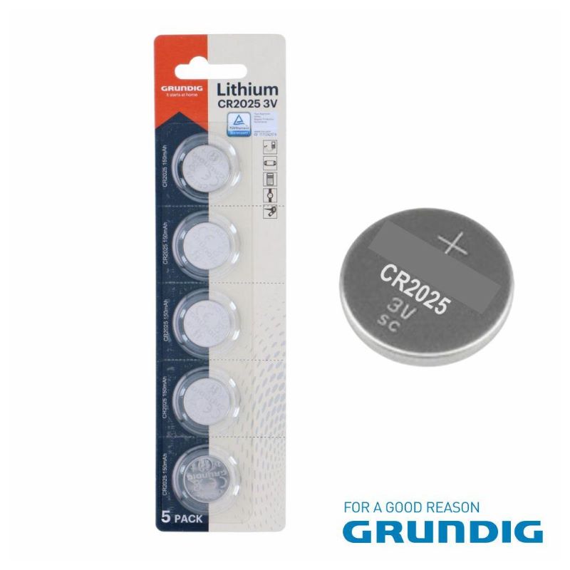 Pilhas Litio CR2025 3V Pack-5 Grundig