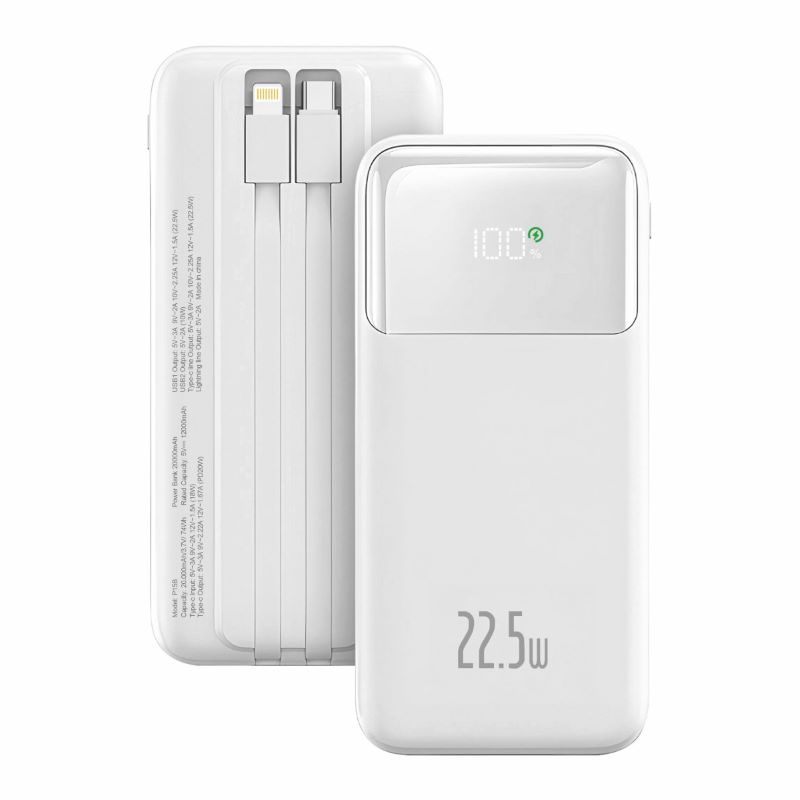 Power Bank Flow 20.000mAh 22.5W Branca P14B - Idusd
