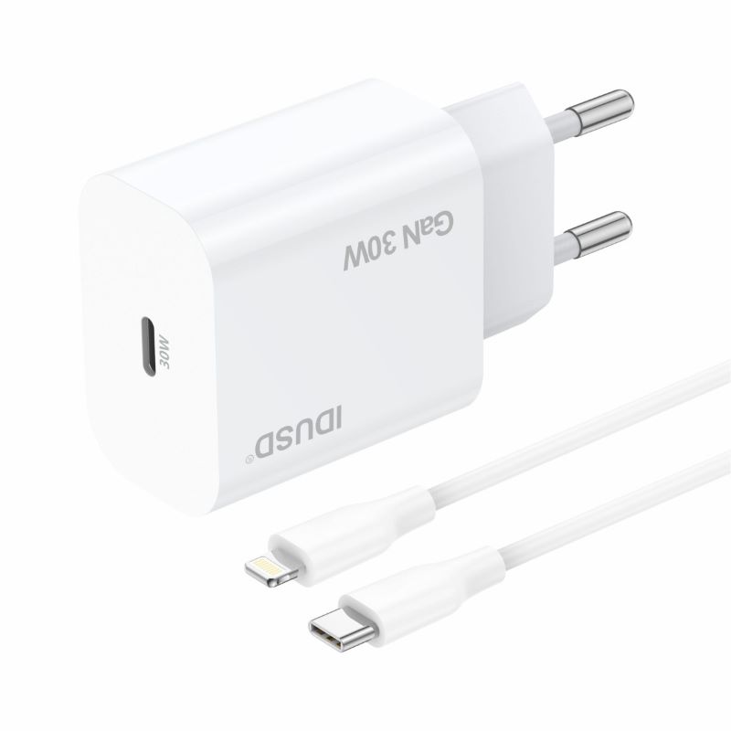 Carregador GaN PD30W USB-C a Lightning D375B - Idusd